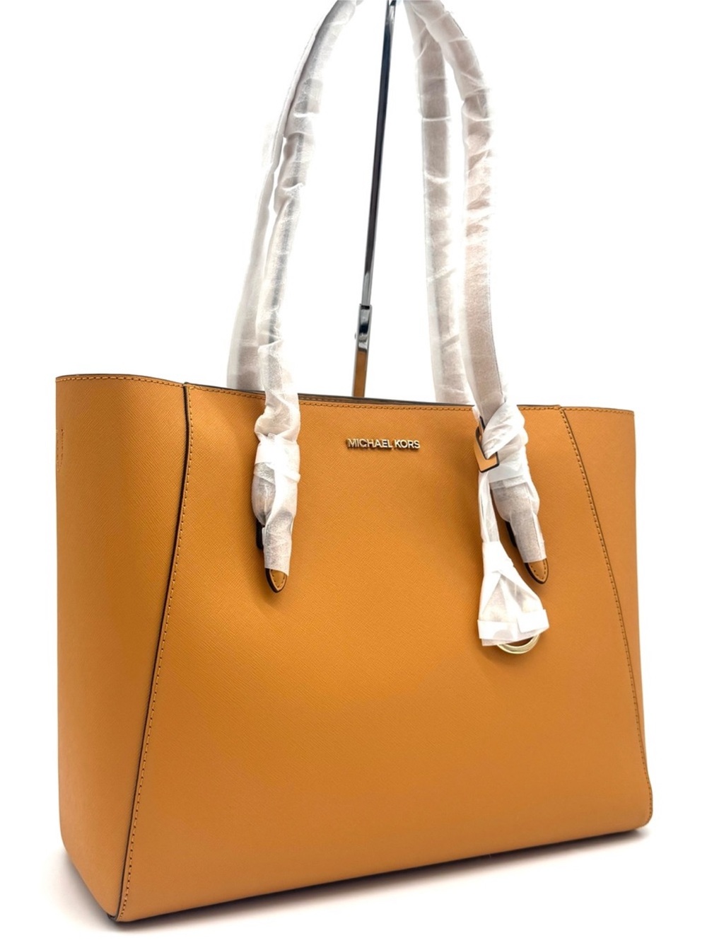 Michael Kors Charlotte LG Tote Bag 3 IN 1 Leather Shoulder Bag Cider